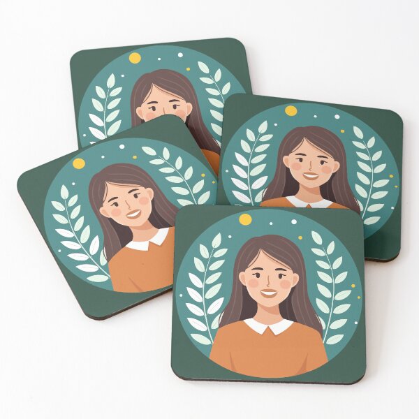 Item preview, A flat vector illustration of a young woman with long hair designed and sold by O1 Design.