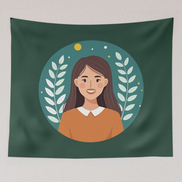 Item preview, A flat vector illustration of a young woman with long hair designed and sold by O1 Design.