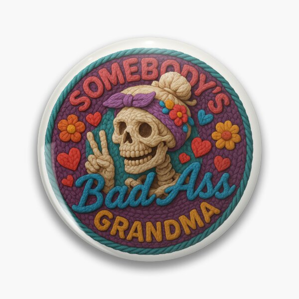 Item preview, Somebody's Bad Ass Grandma Skeleton Skull Vintage Faux Yarn designed and sold by SunfullyYours.