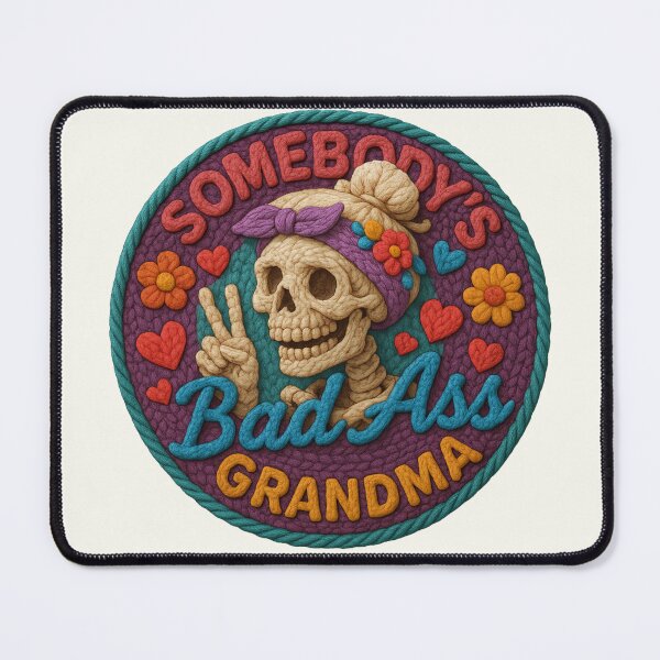 Item preview, Somebody's Bad Ass Grandma Skeleton Skull Vintage Faux Yarn designed and sold by SunfullyYours.