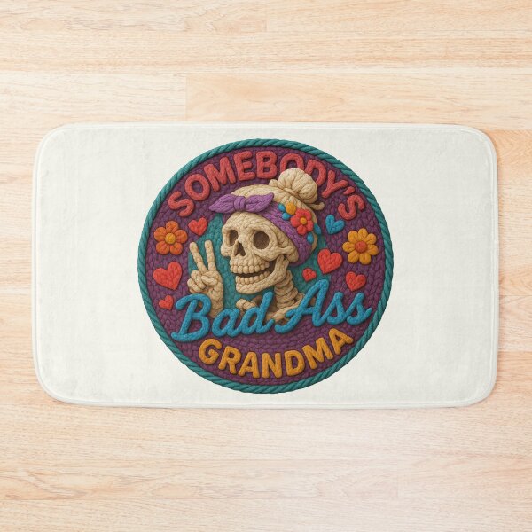 Item preview, Somebody's Bad Ass Grandma Skeleton Skull Vintage Faux Yarn designed and sold by SunfullyYours.