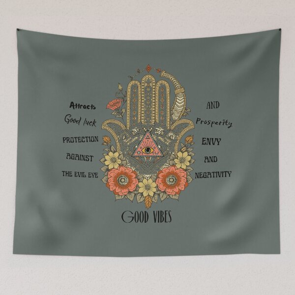 Item preview, Sacred Hamsa with Protective Eye and Flowers designed and sold by JuanaDesigns.