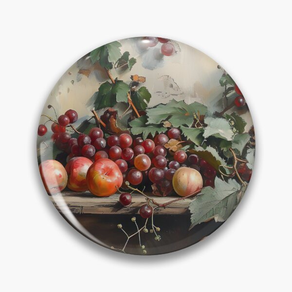 Item preview, Vintage Fruit and Wine Still Life Painting, Kitchen Farmhouse Art designed and sold by SavageVision.