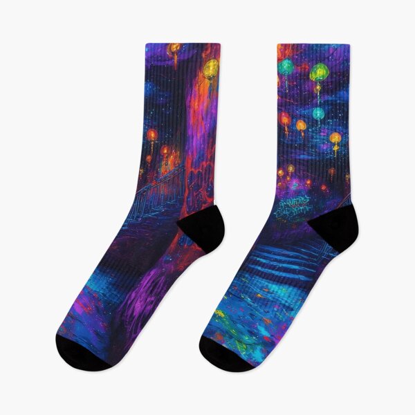 Item preview, Neon-lit tunnel with graffiti and stairs designed and sold by Mianku | Für das Leben.