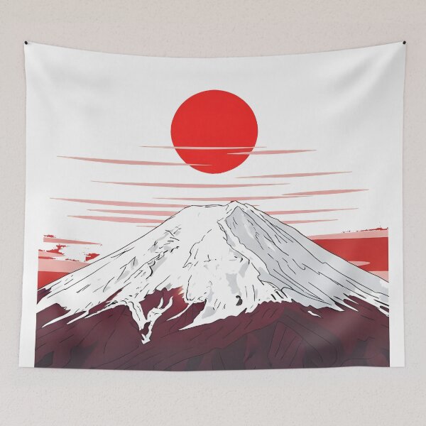 Item preview, Japan Flag Mount Fuji Red Sun Minimal Japanese Art designed and sold by Uglyandcute.