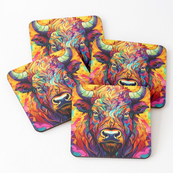 Item preview, Colorful bison - mosaic-style art designed and sold by Mianku | Für das Leben.