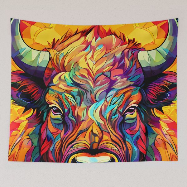Item preview, Colorful bison - mosaic-style art designed and sold by Mianku | Für das Leben.