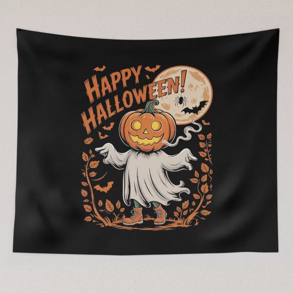 Item preview, Halloween Pumpkin Ghost Autumn Leaves Art  designed and sold by PowAcademy.
