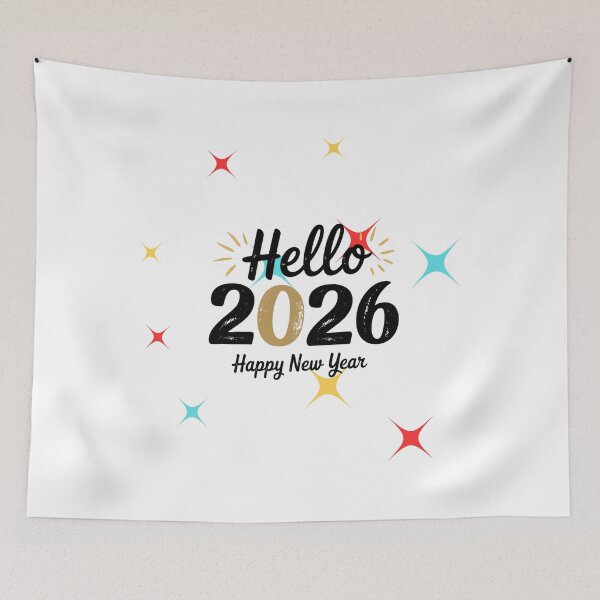 Item preview, Happy New Year 2026 Festive Stars on Black. New Year 2026 Party Stars Minimal Black Design, New Year 2026 Starburst Festive Graphic designed and sold by GDbanners.