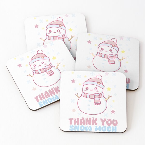 Item preview, Thank You Snow Much Cute Kawaii Snowman Pastel Winter Christmas Pun designed and sold by happytulipco.