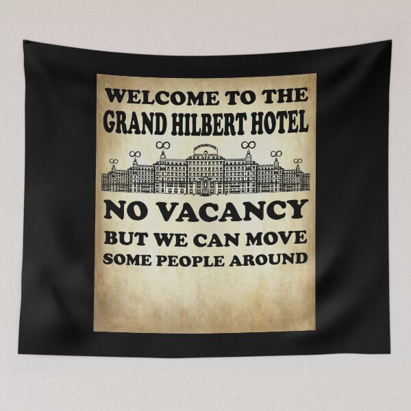 Item preview, Nerdy Vintage Welcome to the Grand Hilbert Hotel No Vacancy But We Can Move Some People Around Math Teacher Black Text Parchment designed and sold by MathWare MathClips.