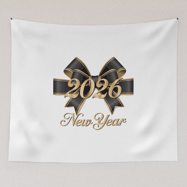 Item preview, 2026 New Year Elegant Black Gold Ribbon Artwork, Happy New Year 2026 Glam Black Gold Style, Happy New Year 2026 Premium Party Design designed and sold by GDbanners.