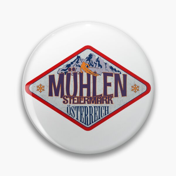 Item preview, Mühlen, Steiermark, Osterreich, Austria, Vintage skiing badge design designed and sold by Wanderful-roads.