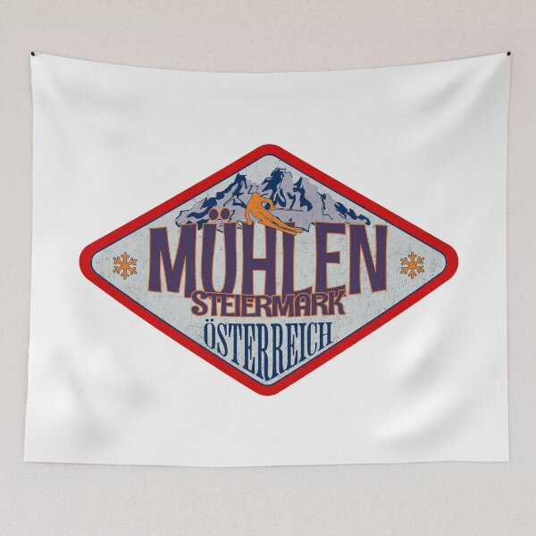 Item preview, Mühlen, Steiermark, Osterreich, Austria, Vintage skiing badge design designed and sold by Wanderful-roads.