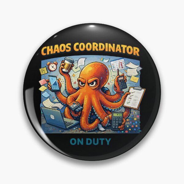 Artikelvorschau, Chaoskoordinator – Im Dienst (Oktopus-Multitasking-Arbeitshumor) entworfen und verkauft von BeetleDots.
