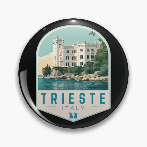 Item preview, Trieste in Friuli-Venezia Giulia, Italy Retro Travel Art Badge designed and sold by MaateoDesign.