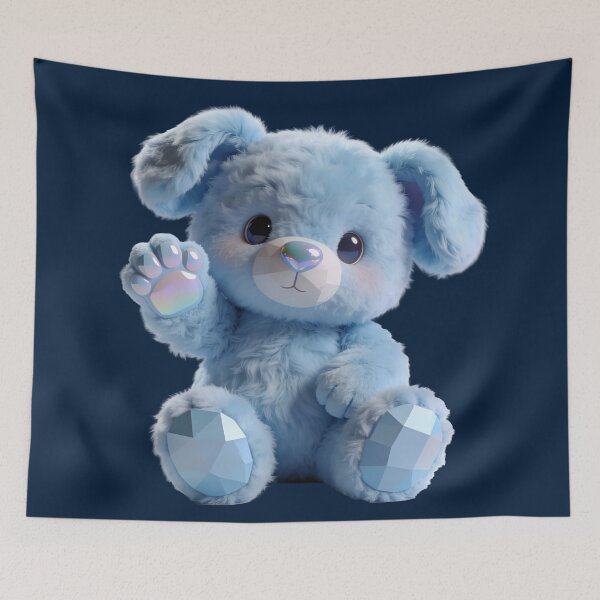 Item preview, Sparkly Blue Waving Teddy Bear Plush designed and sold by mystiquelicorne.