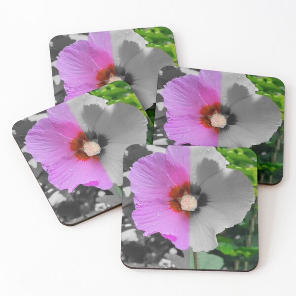 Item preview, Mid-colored hibiscus flower with water drops – artistic contrast. designed and sold by Catfcreations.