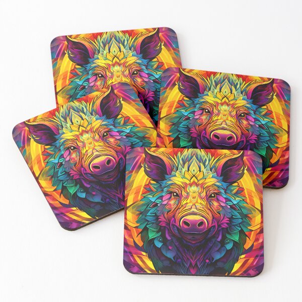 Item preview, Psychedelic wild boar portrait in vibrant colors designed and sold by Mianku | Für das Leben.