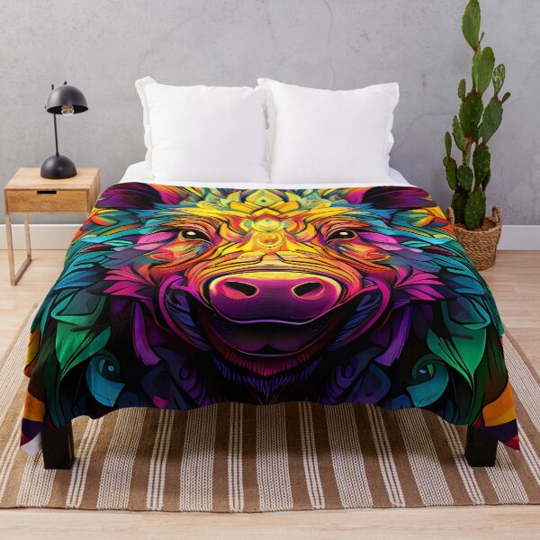 Item preview, Psychedelic wild boar portrait in vibrant colors designed and sold by Mianku | Für das Leben.
