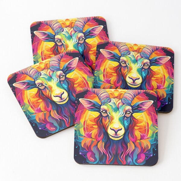 Item preview, Colorful goat portrait in expressionist style designed and sold by Mianku | Für das Leben.