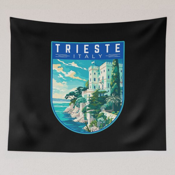 Item preview, Trieste (Friuli-Venezia Giulia) in Italy, Vintage Travel Art Badge designed and sold by MaateoDesign.