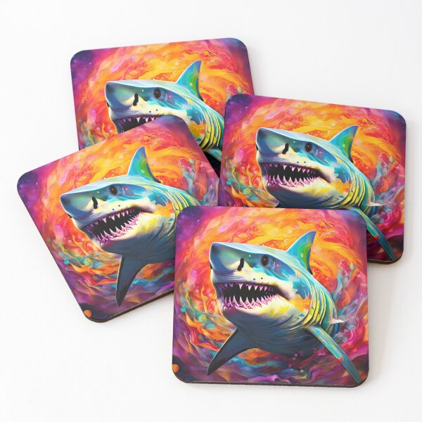 Item preview, Luminous shark in a cosmic explosion of color designed and sold by Mianku | Für das Leben.