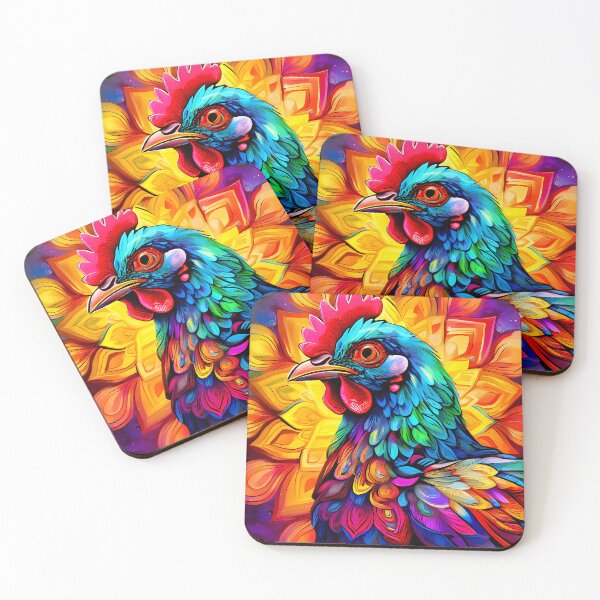 Item preview, Colorful rooster against a mandala background designed and sold by Mianku | Für das Leben.