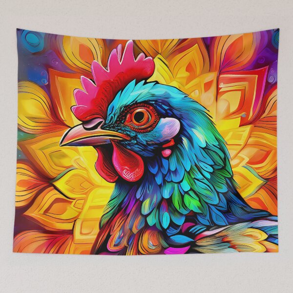 Item preview, Colorful rooster against a mandala background designed and sold by Mianku | Für das Leben.