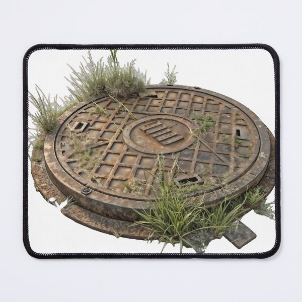 Item preview, Rusty Manhole Cover with Grass – Urban Nature Art designed and sold by Creative88Art.