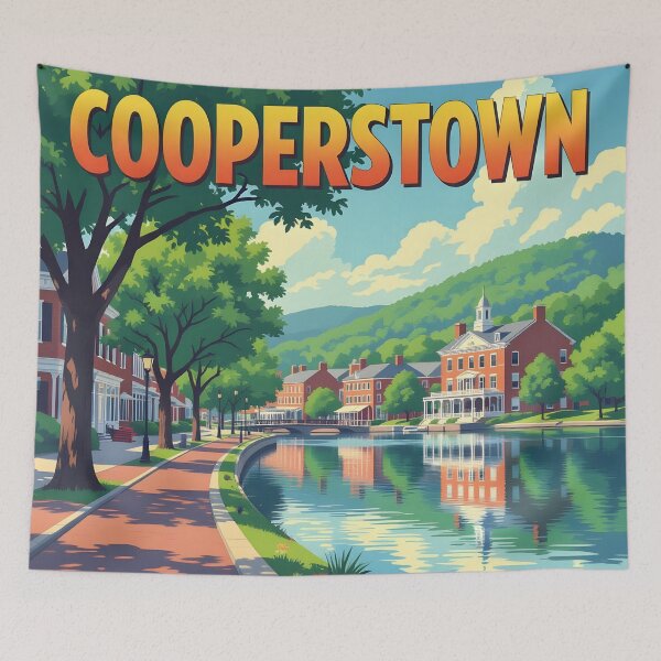 Item preview, Cooperstown, New York, USA: Vintage-Style Painterly Travel Poster designed and sold by LSVart.