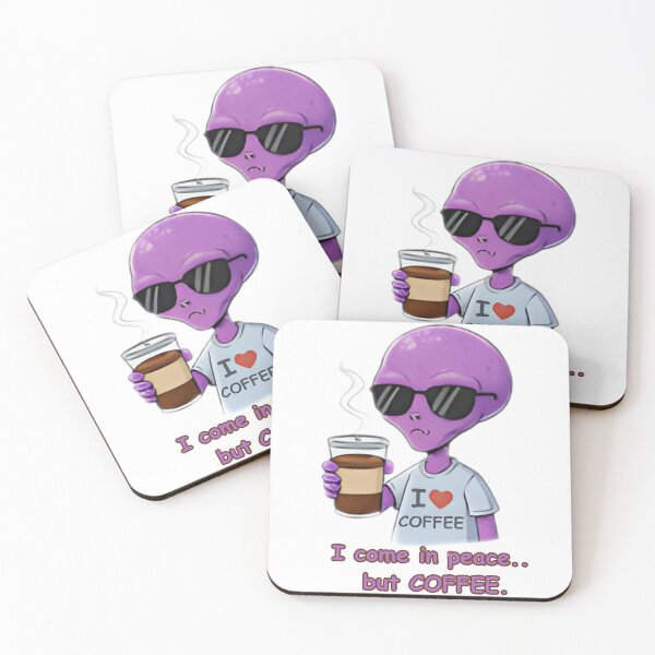 Item preview, Funny Purple Alien Coffee Lover - I Come in Peace But Coffee designed and sold by Rose Collection Shop.