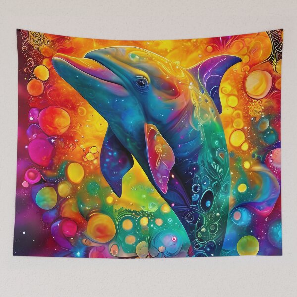 Item preview, A vividly colored dolphin in a fantastic setting designed and sold by Mianku | Für das Leben.