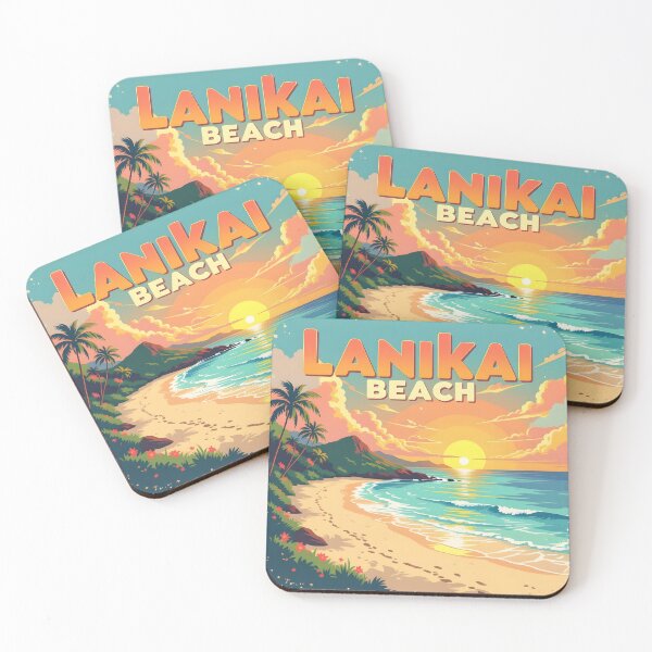 Item preview, Lanikai Beach, Oahu, Hawaii: Vintage-Style Painterly Travel Poster designed and sold by LSVart.