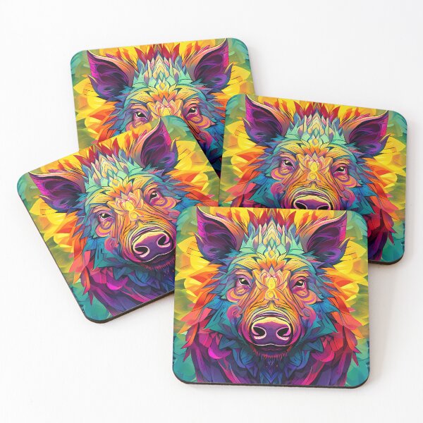 Item preview, Colorful boar portrait in an abstract style designed and sold by Mianku | Für das Leben.