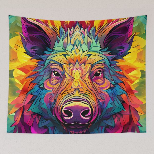 Item preview, Colorful boar portrait in an abstract style designed and sold by Mianku | Für das Leben.