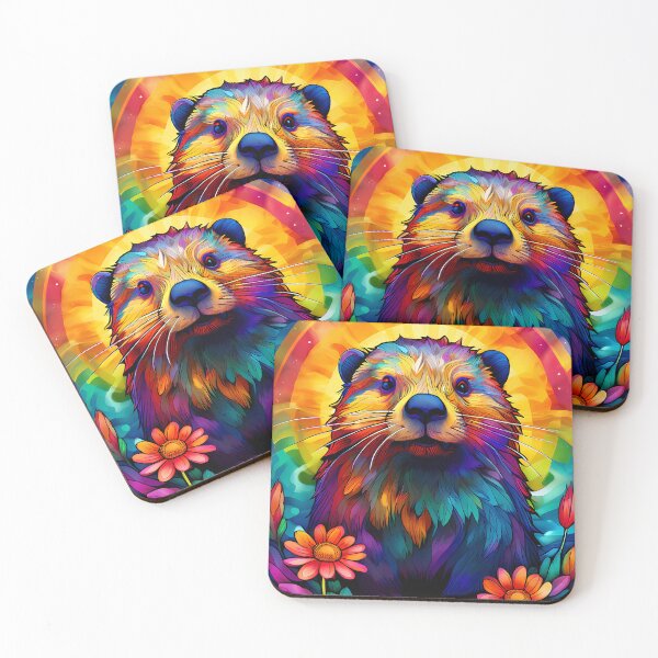Item preview, Colorful otter in a flower landscape designed and sold by Mianku | Für das Leben.