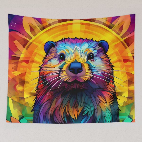 Item preview, Colorful beaver in a psychedelic environment designed and sold by Mianku | Für das Leben.