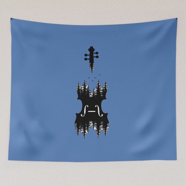 Item preview, "Melody of the Forest" Minimalist Cello Nature Silhouette Graphic Art designed and sold by InkWeaveShop.