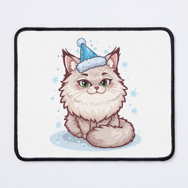 Item preview, Norwegian Forest Cat Cold Goal New Year Chibi Funny Fluffy Viking Cat Holiday Design designed and sold by GiftsForge.