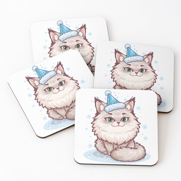 Item preview, Norwegian Forest Cat Cold Goal New Year Chibi Funny Fluffy Viking Cat Holiday Design designed and sold by GiftsForge.