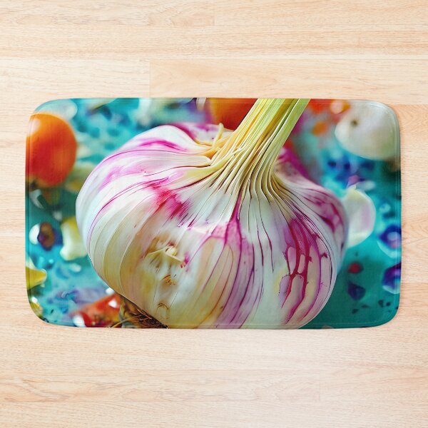 Item preview, Purple garlic on a colorful background designed and sold by Mianku | Für das Leben.