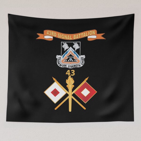 Item preview, Army - 43rd Signal Battalion w Signal Branch - Ribbon - Br - DUI X 300 designed and sold by Military Insignia Products.