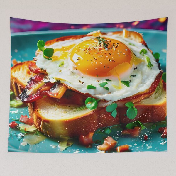 Item preview, Fried egg with bacon on toast designed and sold by Mianku | Für das Leben.