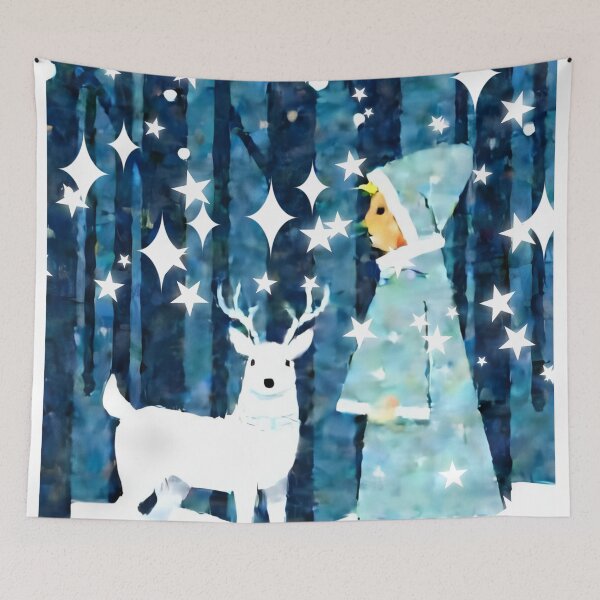 Item preview, The Forest of Falling Stars – Primitive Midcentury Winter Art designed and sold by amandaline.