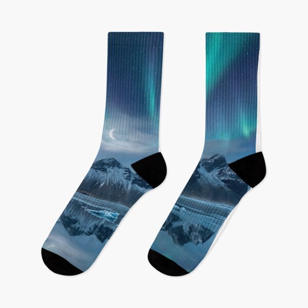 Item preview, Majestic Aurora Borealis Over Snowy Mountains designed and sold by DenBox.