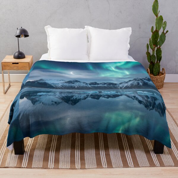 Item preview, Majestic Aurora Borealis Over Snowy Mountains designed and sold by DenBox.