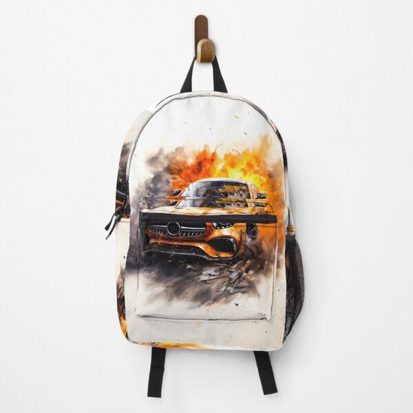 Item preview, Bright coupe emerging from cinematic blast on white background designed and sold by RevUpDesign.
