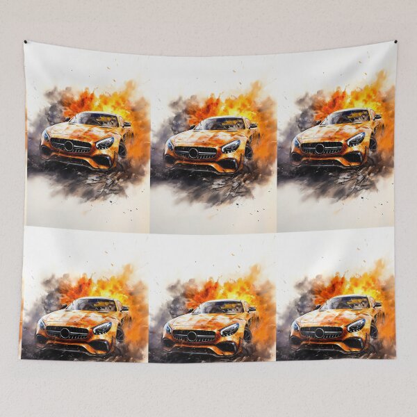 Item preview, Bright coupe emerging from cinematic blast on white background designed and sold by RevUpDesign.