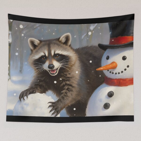 Item preview, Raccoon Builds A Snowman designed and sold by MultiTrinkets.